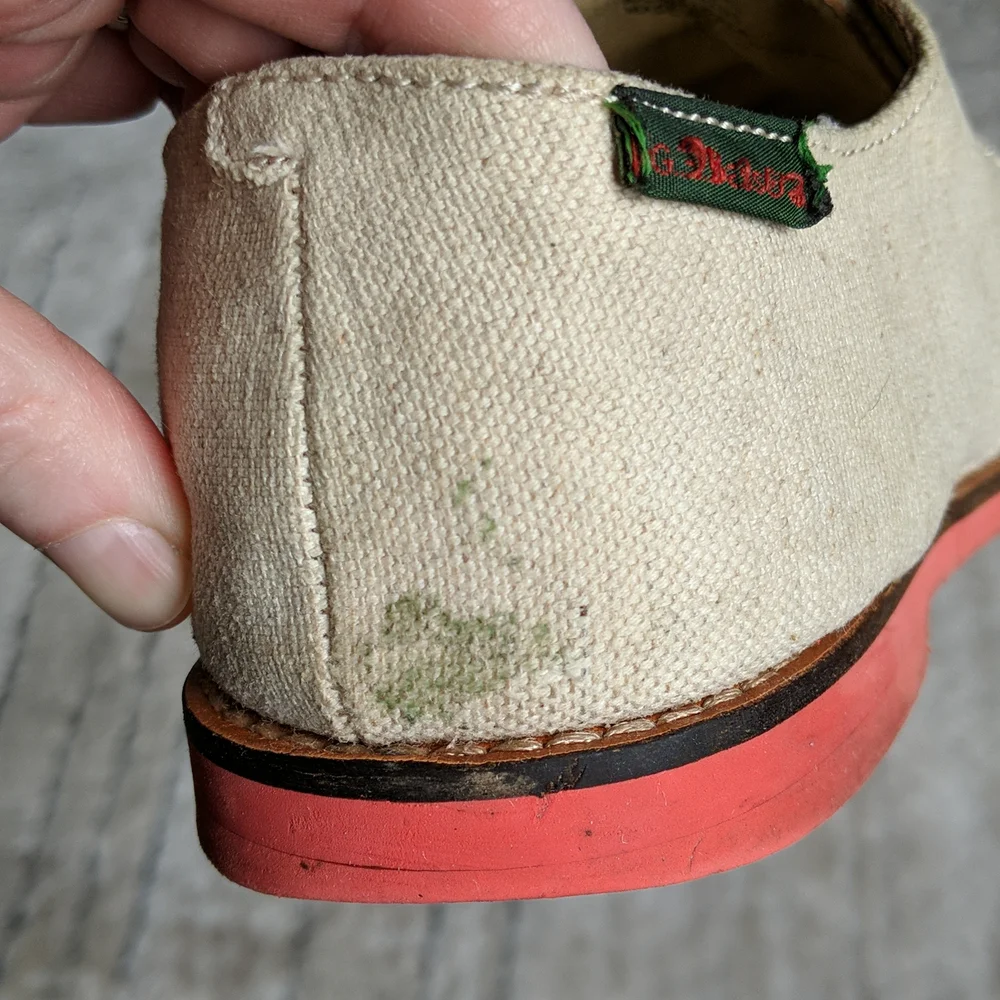 GH Bass & Co beige textile upper oxford shoes size 8.5 - Picture 6 of 15